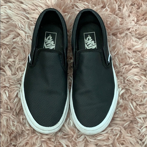 woven check slip on vans